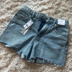 Topshop cutoff denim mom jean shorts